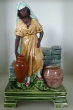 Pretty/Old Majolica RARE Lady Blackamoor Match Holder Excellent picture