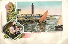 c1905 Chromograph Multiview Postcard Lighthouse at Alexandria Phare d'Alexandrie picture