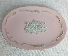 Vintage 1945 Rare Pink Jasperware Roses Dish Trinket Plate Made Occupied Japan  picture