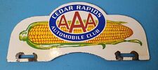 VINTAGE AAA AUTOMOBILE PORCELAIN GAS PUMP PLATE SIGN AD LICENSE PLATE TOPPER picture