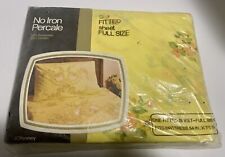 JCPenney FULL FITTED Sheet Percale Yellow Floral New in Package NOS Vintage picture