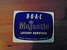 vintage airline luggage label boac majestic picture