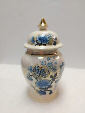 Vintage Sadler England Luster Ware Urn Ginger Jar Blue Floral Design Gold Trim picture