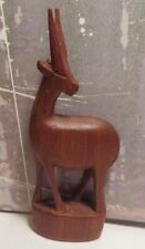 Vintage Hand Carved  Kenya Wooden Antelope  Gazelle  Deer Figurine Sculpture 6” picture