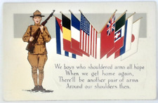 Patriotic Post Card Loyalty Series Embossed Flags WWI Soldier Unused Unposted picture