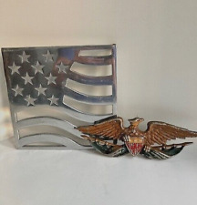 Vintage Americana Sexton Metal Eagle Flag Capco USA Flag Trivet/wall hanger 2pc picture