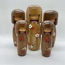 Rare Old Sousaku (Creative) kokeshi japanese wooden 5 dolls set by Usaburo  K080 picture