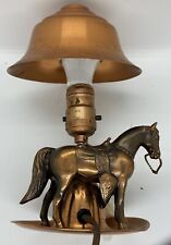 Vintage 1950s Copper Horse and Cowboy Hat Base Dresser Lamp  picture