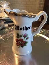 Floral Mother Creamer Pitcher Bud Vase Toothpick Cup Gold Rim 5