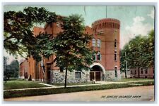 1910 Armory Exterior Building Street Monroe Michigan MI Vintage Antique Postcard picture