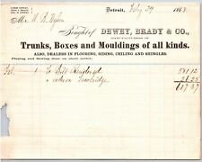 Detroit Letterhead Dewey & Brady Trunks Boxes Mouldings of All Kinds - 1868 picture