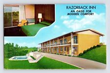 Postcard Arkansas Hardy AR Razorback Inn Motel Pool 1950s Unposted Chrome picture