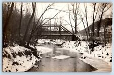 Lansing Iowa IA Postcard RPPC Photo Bridge Scene Winter River c1910's Antique picture