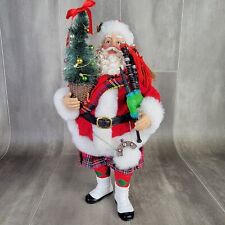 KSA Kurt Adler Christmas Scottish Santa 10” Figurine Holding A Christmas Tree picture