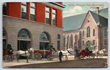 Freeport Fire Department Horse Drawn Freeport Ilinois Vintage Postcard picture