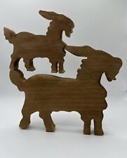 2 Vintage Wood Wooden Goat Figures Stackable picture