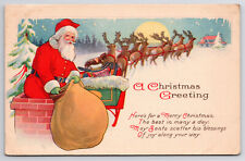 Vintage Christmas Postcard Santa Coming Out of Chimney, Posted Dec. 21, 1922 picture