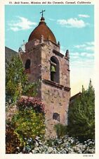 Postcard CA Carmel Bell Tower Mission del Rio Carmelo Linen Vintage PC f1204 picture
