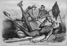 CIVIL WAR 1862 ENGRAVING SKULL CROSS-BONES FLAG WHISKEY RYE CORINTH LAST DITCH picture