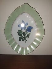 🍒 Andrea by Sadek Square Collectible Plate Green w/ Blue Flowers  picture