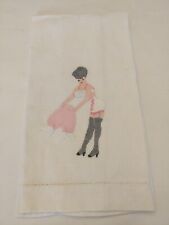 Vintage 40s Risque Naughty Appliqué Tea Hand Towel Padded Lady Pin up 12