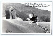 c1940's Little Kid Outhouse Humor Frashers RPPC Photo Unposted Vintage Postcard picture