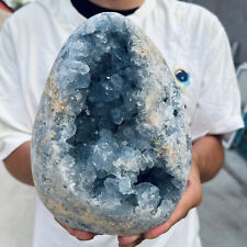 10lb Large Natural Blue Celestite Crystal Geode Quartz Cluster Mineral Specime picture