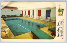 1965 HOLIDAY INN YONKERS NY INDOOR SWIMMING POOL WEBBED LAWN CHAIRS POSTCARD picture