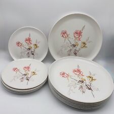 Vintage 1959 Duraware Melmac 7 Dinner Plates • 6 Desert/Salad Plates with Roses picture