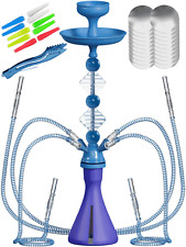 Blue 4 Hose Hookah Set with Everything Portable Good for Travel Silicone Bowl picture