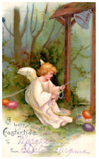 Vintage 1906 Happy Peaceful Eastertide Postcard PCB-6G picture
