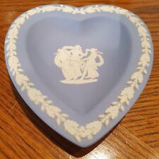 Wedgwood Gorgeous Vintage Blue Jasperware Heart Shaped Trinket Dish picture