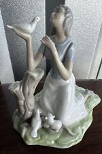 Tengra  New Beginings Spain RARE Figurine Vintage Porcelain Lady Birds Piece picture