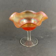 Vintage Fenton Marigold Stretch Glass Footed Compote Ruffled picture