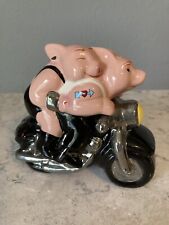 Clay Art Pigs Motorcycle I Love Hogs Salt and Pepper Shakers picture