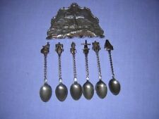 Vintage Holland Windmill Metal Spoon Holder With 6 Spoons picture