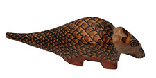 Vintage Hand Carved & Painted Wood Armadillo Figurine Folk Art Home Décor Gift picture
