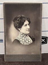 c1880 Beautiful Woman Lace Curly Hair Bow Chicago Illinois IL Cabinet Card picture