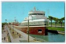 1962 Edward L. Ryerson Ore Carriers Going Locks At Sault Ste. Marie MI Postcard picture