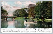 Postcard 1906 Providence RI Willow Bridge Roger Williams Park Couple in Boat A26 picture