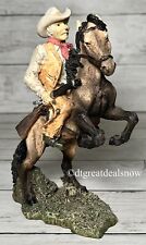 Vintage Young's Inc Cowboy on Horse Figurine Resin Ceramic 6.5” Decoration picture