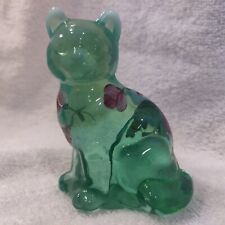 Fenton Lenox Emerald Glass Cat - Hand Painted & Signed | Collectible picture
