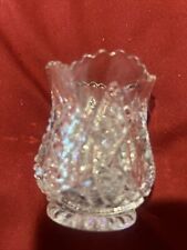 Vintage  Crystal Toothpick Holder Sawtooth Cut Glass Pineapple  picture