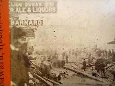 Stereoview PHOTO Card 1800's ROCHESTER NY New YORK FRONT Street FLOOD Ale LIQUOR picture