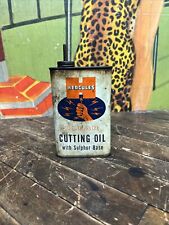 VINTAGE HERCULES CUTTING OIL ONE PINT CAN TIN SIGN GARAGE OILER LIGHTNING NY picture