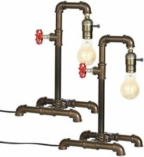 2Pcs Retro Industrial Steampunk Wrought Iron Pipe Table Lamp for Room Decoration picture