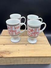 Graphic Gourmet Porcelain Coffee Mug Set Pedestal Stem Base Red White Teacup picture