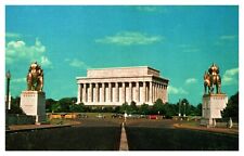 Washington D.C. Lincoln Memorial Statues Chrome Postcard picture