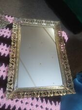 Vintage Ornate Metal Vanity Mirror Tray 16”x11” #2 picture