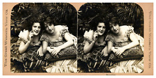 Young Women, circa 1900, Stereo Vintage Print Stereo, Legended 
